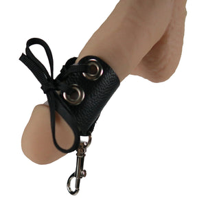 Leather Lace Up Penis Hanger / Stretcher With Silicone Sleeves - Zen Hanger